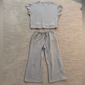 Grey Textured Loungewear Set